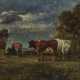 Frankreich, 2. Drittel 19. Jahrhundert , Hirtin mit Vieh auf der Weide - photo 1