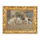 PODEYN, M. (Maler/in 19./20. Jahrhundert), "Drei Hundewelpen mit Maus und Katze", - фото 1