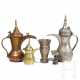 Drei arabische Kaffeekannen, ein feiner Silberaufsatz und ein tibetischer Silberbecher, 20. Jahrhundert - photo 1