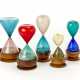 Paolo Venini. Lot of five bicolor hourglasses of different sizes and designs - photo 1