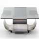 Coffee table in the style of Francois Monnet with stainless steel structure and smoked glass top - фото 1