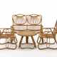 Lot consisting of a sofa, two armchairs and a table in manao, rattan, debarked and Vienna straw - Foto 1