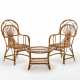 Pair of armchairs with coffee table in rattan and debarked - фото 1