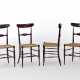 Lot of four Campanino chairs in solid mahogany wood, seat in rope - photo 1