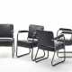 Lot of four armchairs in gray vinyl leather and chromed metal - Foto 1