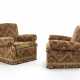 Pair of armchairs with removable cushions covered in flamed fabric, fringed trimmings - Foto 1