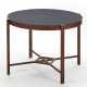 Solid wood table with circular top in back-painted glass - фото 1