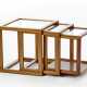 Three stackable tables in solid teak wood with glass top - photo 1