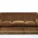 Three seater sofa with solid wood structure, truncated cone legs, mustard-colored velvet upholstery - фото 1