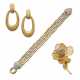NO RESERVE - PIAGET GOLD AND DIAMOND ROSE BROOCH; TOGETHER WITH A GOLD AND DIAMOND BRACELET AND A PAIR OF EARRINGS - Foto 1