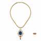 NO RESERVE - IMITATION LAPIS LAZULI, RUBY, DIAMOND AND GOLD PENDENT NECKLACE; TOGETHER WITH A SAPPHIRE, RUBY, DIAMOND AND GOLD RING - Foto 1