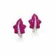 Pair of ruby and diamond ear clips - photo 1