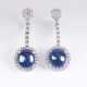 Paar Brillant-Ohrringe mit natürlichen Saphiren - photo 1