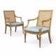 A PAIR OF GEORGE III GILTWOOD CANED OPEN ARMCHAIRS - Foto 1