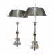 A PAIR OF LARGE SILVERED LAMPS WITH ADJUSTABLE BOUILLOTTE SHADES - фото 1