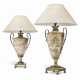 TWO FRENCH MARBELISED-TOLE TABLE LAMPS - photo 1