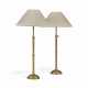 A PAIR OF ENGLISH BRASS ADJUSTABLE `KINGSTON` TABLE LAMPS - photo 1