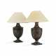 A PAIR OF FRENCH SILVER-LUSTRE CERAMIC URN TABLE LAMPS - photo 1