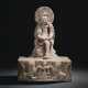 A VERY RARE MARBLE FIGURE OF A SEATED PENSIVE BODHISATTVA - фото 1