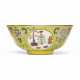 A FAMILLE ROSE YELLOW-GROUND SGRAFFIATO `MEDALLION` BOWL - photo 1