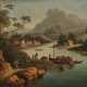 Unbekannt. 18. Jahrhundert , Flusslandschaften mit Schiffen - Foto 1