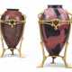 TWO GILT-COPPER `HARNESSED` GLASS VASES - photo 1