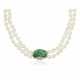CULTURED PEARL, JADE AND DIAMOND NECKLACE - photo 1