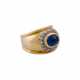 JACOBI Ring mit ovalem Saphircabochon entouriert von Brillanten, - photo 1