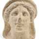 AN ETRUSCAN TERRACOTTA VOTIVE FEMALE HEAD - photo 1