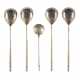 FOUR SILVER-GILT AND NIELLO SPOONS WITH ARCHITECTURAL VIEWS AND A SPOON WITH A COIN - фото 1