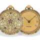 Taschenuhr: prächtige 3-Farben-Gold-Spindeluhr mit Steinbesatz, ca. 1800, signiert Louis Humbert Paris - photo 1