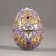 A SILVER AND CLOISONNÉ ENAMEL EGG-SHAPED BOX WITH ROOSTERS - photo 1