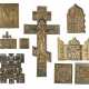 TWO CRUCIFIXES, TWO TRIPTYCHS UND FIVE BRASS ICONS AND FRAGMENTS SHOWING THE MAIN FEASTS OF THE ORTHODOX CHURCH - photo 1