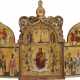 A VERY FINE TRIPTYCH SHOWING THE CRUCIFIXION OF CHRIST, THE ENTHRONED MOTHER OF GOD WITHIN A SURROUND OF PROPHETS AND SELECTED SAINTS - photo 1