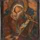 AN ICON SHOWING THE MOTHER OF GOD HOLDING IN HER ARMS CHRIST CRUCIFIED UPON HIS CROSS - photo 1