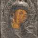 A SMALL ICON SHOWING THE MOTHER OF GOD WITH A SILVER OKLAD - photo 1