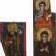 A SMALL ICON SHOWING ST. NICHOLAS OF MYRA AND A WING OF A TRIPTYCH SHOWING SELECTED SAINTS - фото 1