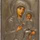 A SMALL ICON SHOWING THE MOTHER OF GOD OF TIKHVIN WITH OKLAD - photo 1