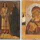 TWO ICONS SHOWING THE FEODOROVSKAYA MOTHER OF GOD AND STS. SAMON, GURIY AND AVIV - photo 1