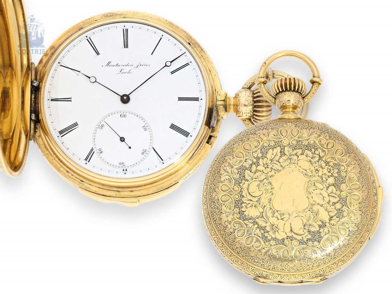 Auction Pocket watch: early pomp savonnette with quarter-hour ...