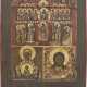 A TRI-PARTITE ICON SHOWING THE POKROV, THE MOTHER OF GOD OF THE SIGN AND THE MANDYLION - фото 1