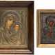 TWO SMALL ICONS SHOWING IMAGES OF THE MOTHER OF GOD WITH OKLAD - фото 1