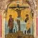 A LARGE ICON SHOWING THE CRUCIFIXION OF CHRIST FROM A CHURCH ICONOSTASIS - photo 1