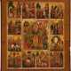 A LARGE ICON SHOWING THE RESURRECTION OF CHRIST AND THE DESCENT INTO HELL SURROUNDED BY THE MOST IMPORTANT CHURCH FEASTS - Foto 1