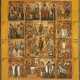 A LARGE ICON SHOWING THE ANASTASIS AND TWELVE MAJOR FEASTS - Foto 1