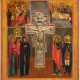 A STAUROTHEK ICON SHOWING THE CRUCIFIXION, THE DESCENT FROM THE CROSS AND THE ENTOMBMENT OF CHRIST - фото 1
