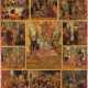 A VERY RARE, LARGE AND VERY FINE ICON OF THE RESURRECTION OF CHRIST AND TEN SCENES OF THE PASSION - Foto 1