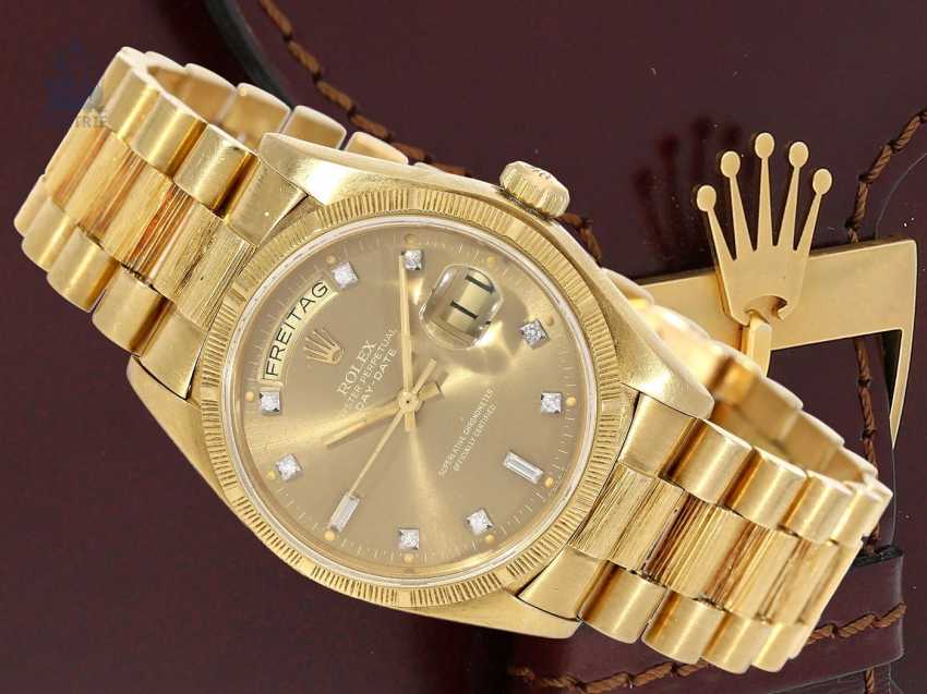 Armbanduhr hochwertige vintage Rolex DayDate "BorkeDiamonds" Ref. 18078 von 1980 mit