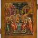 AN ICON SHOWING THE OLD TESTAMENT TRINITY AND ABRAHAM WELCOMING THE ANGELS - фото 1