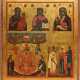 A MULTI-PARTITE ICON SHOWING CHRIST PANTOKRATOR, TWO IMAGES OF THE MOTHER OF GOD, ST. SOPHIA AND SELECTED SAINTS - photo 1